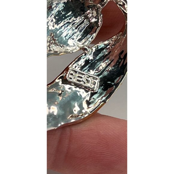 BEST Brand Dogwood Flower Brooch Pin Pendant Silver and Gold Tone - Picture 9 of 10